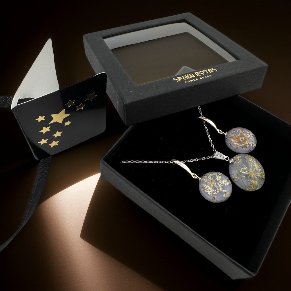 Kuloniņš ar auskariem "Baložzilais sudrabs”