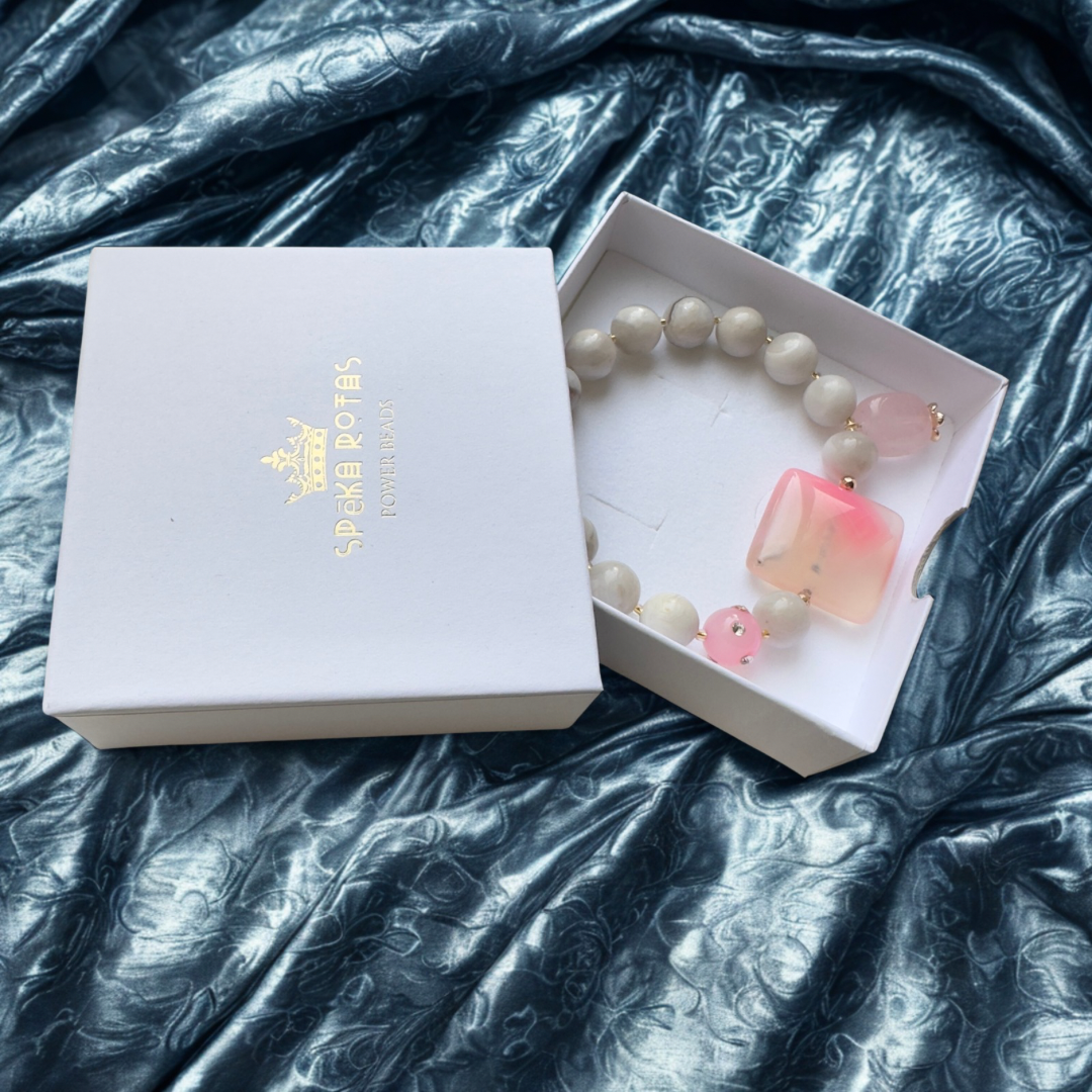 Aproce "Rozā sapnis" | Ahāts ar rozā kvarca piekariņu