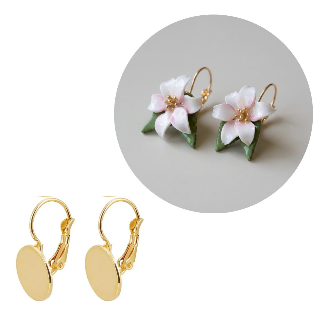 Auskaru glezna | Baltās lilijas mazie auskari