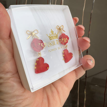 Sarkani auskari ar sirsniņu | Koķete