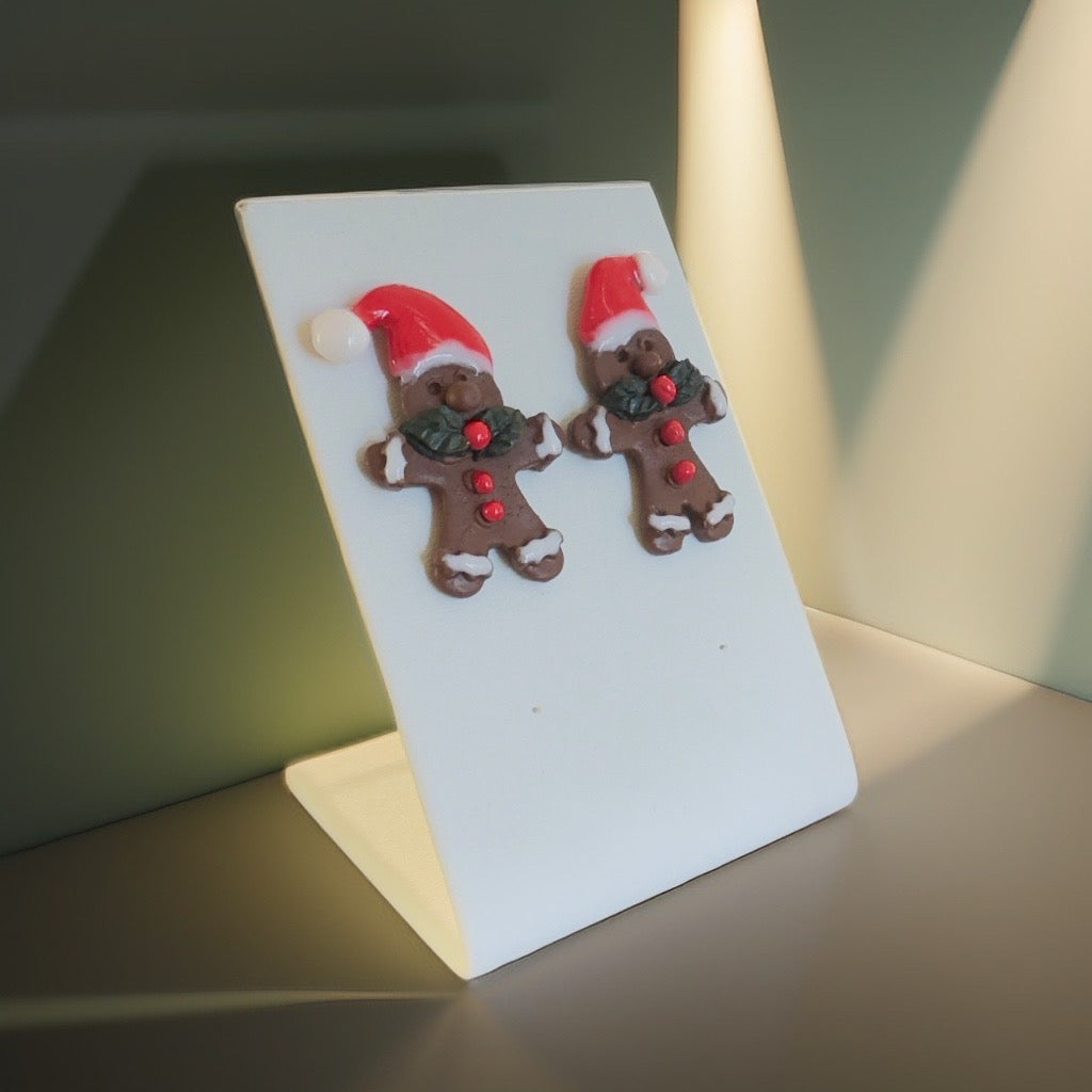 Ziemassvētku auskari dāvanai kopā ar eglīšu rotājumu | Piparkūku rūķītis