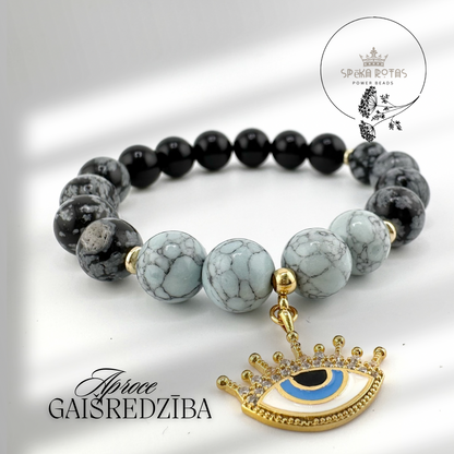 Hovlīta un obsidiāna aproce "Gaišredzība”.