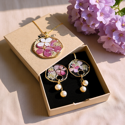 Apaļi auskari | Rudens hortenzijas ar pērlītēm