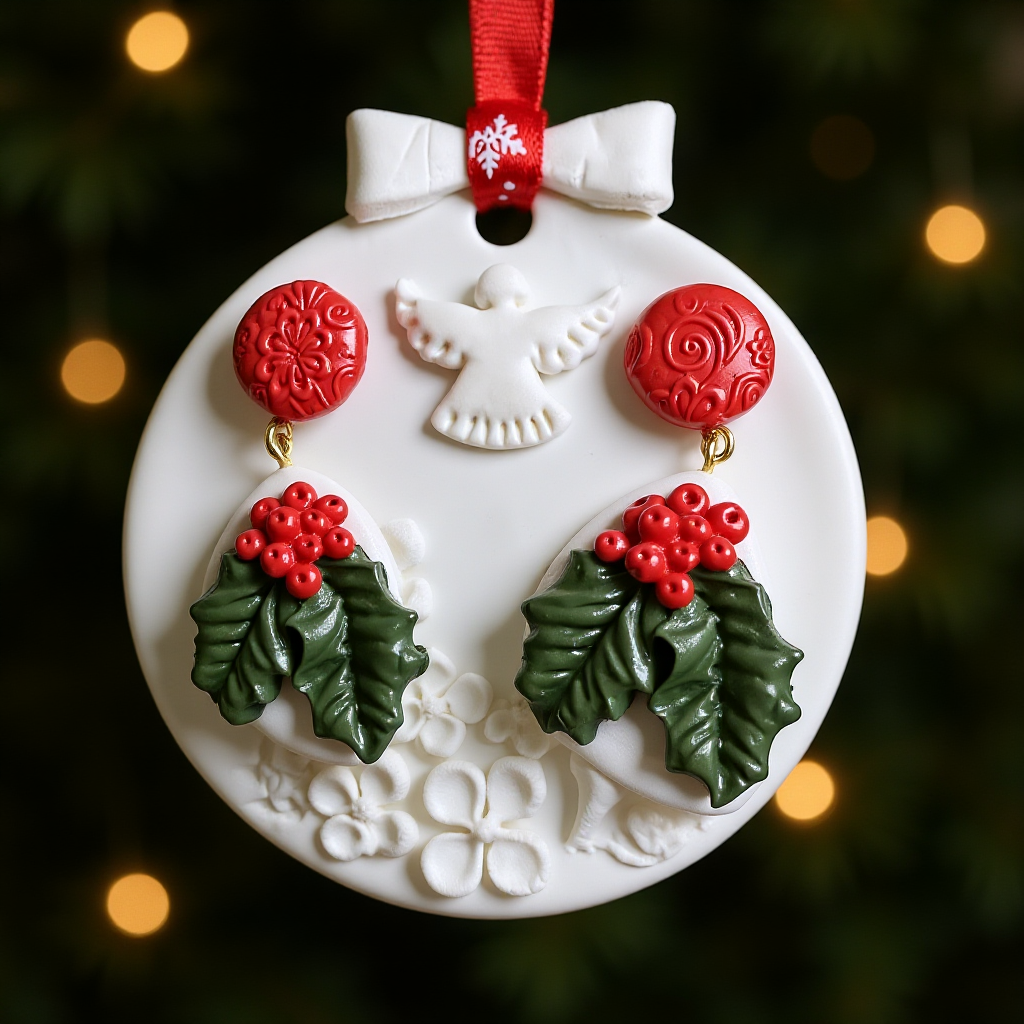 Ziemassvētku auskari dāvanai kopā ar eglīšu rotājumu | Āmuļi