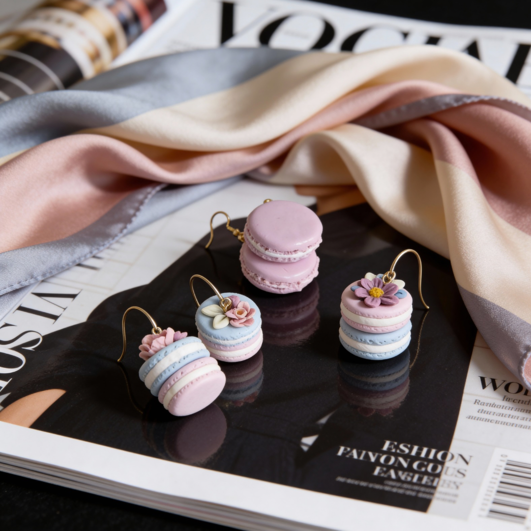 Auskaru glezna | Mazie Makarūni ar ziediem