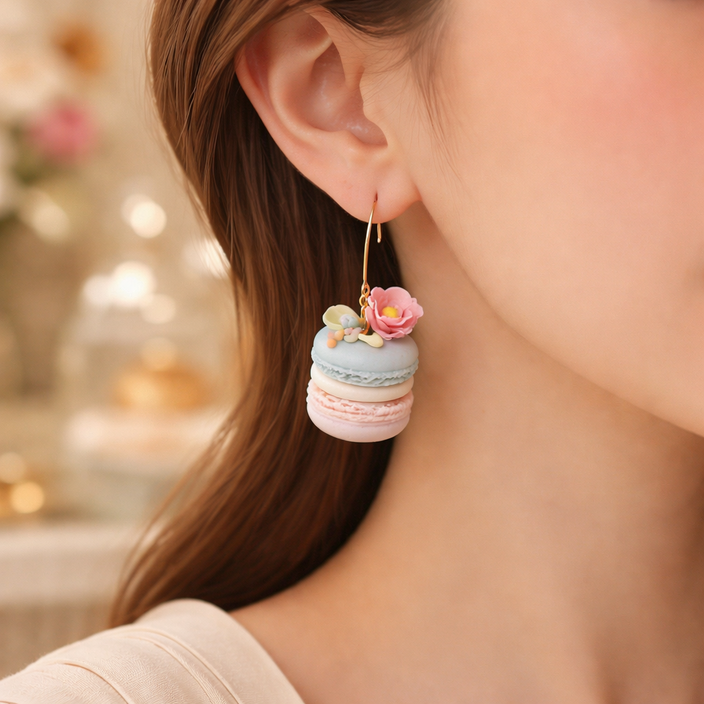 Auskaru glezna | Mazie Makarūni ar ziediem