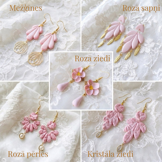 Auskaru glezna “Rozā ziedi”