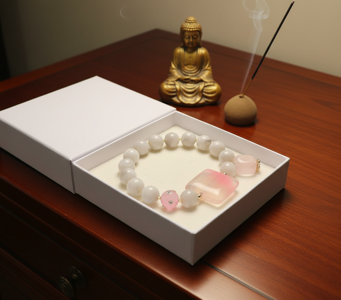 Aproce "Rozā sapnis" | Ahāts ar rozā kvarca piekariņu