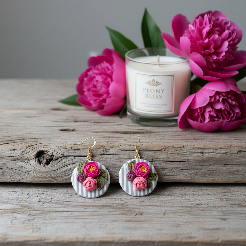 Auskaru glezna “Peonijas”