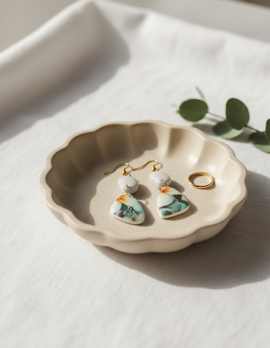 Auskaru glezna "Frangipani ziedi”