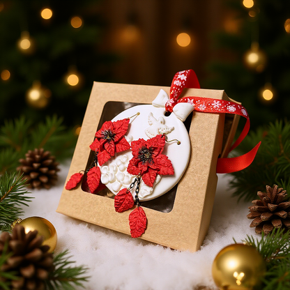 Ziemassvētku auskari dāvanai kopā ar eglīšu rotājumu | Puansentija