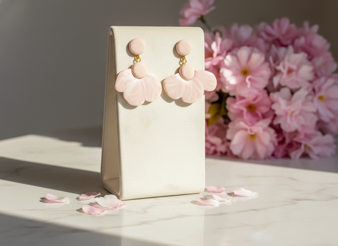 Auskaru glezna "Rozā ziediņš”