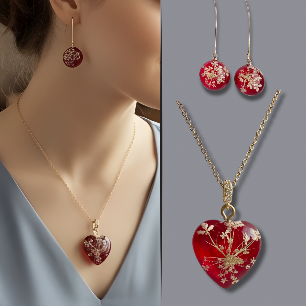 Sarkanie auskari “Karalienes Annas mežģīnes”