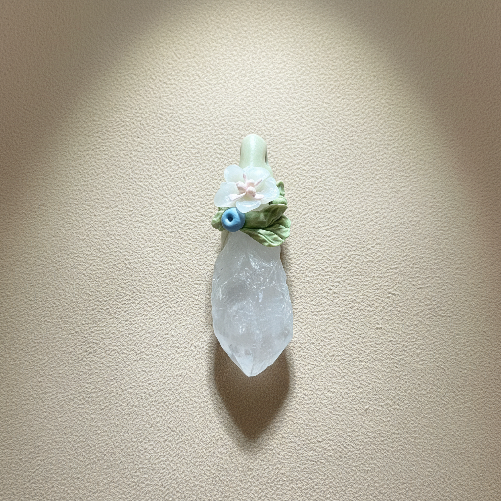 Kalnu kristāla amulets ar vienu ziediņu