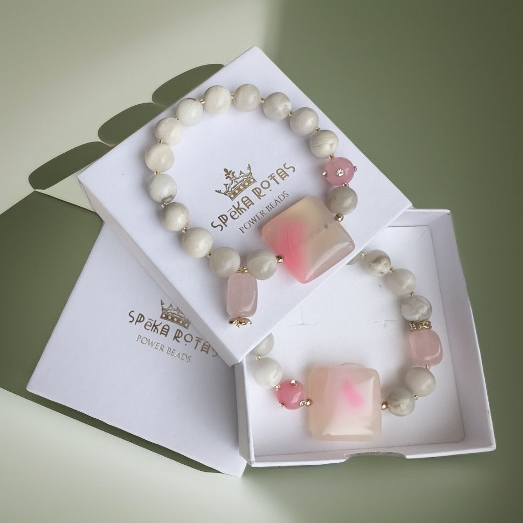 Aproce "Rozā sapnis" | Ahāts ar rozā kvarca piekariņu