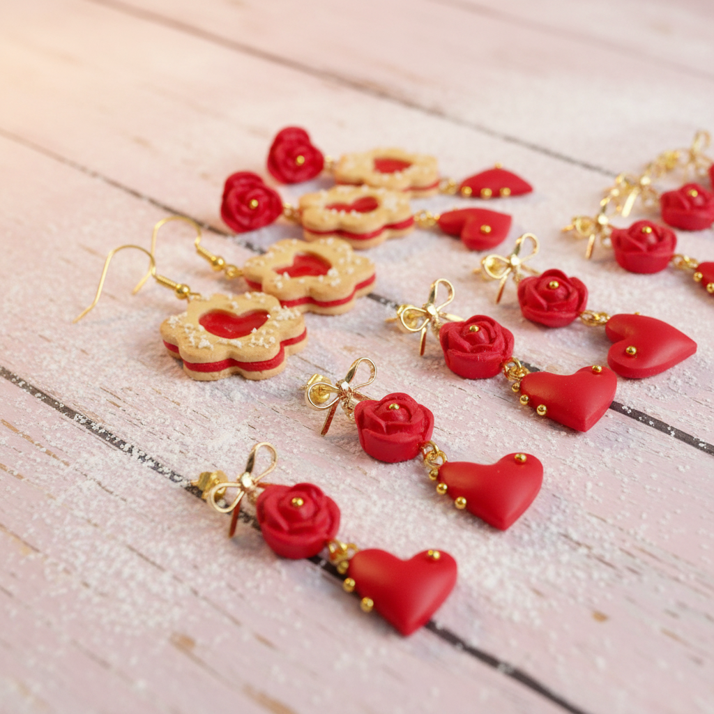 Auskaru glezna | Cepumi ar sirsniņu | Valentīndiena