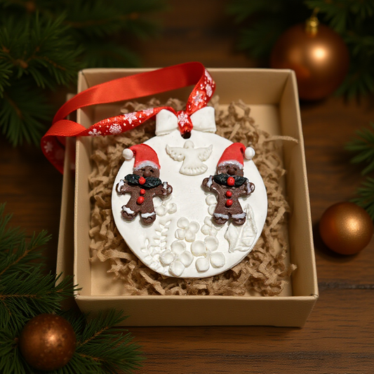 Ziemassvētku auskari dāvanai kopā ar eglīšu rotājumu | Piparkūku rūķītis