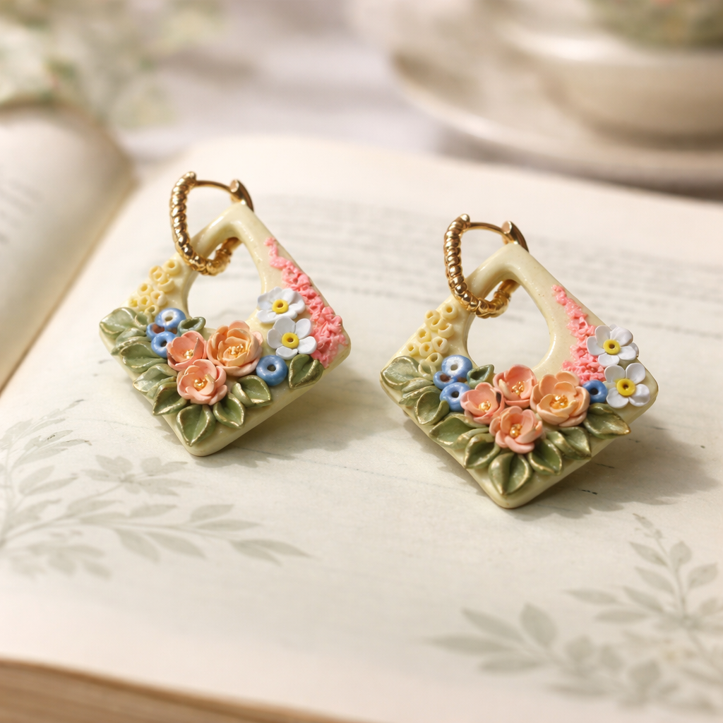 Auskaru glezna “Antīkais dārzs” iedvesmojoties no Reičelas Roišas gleznām