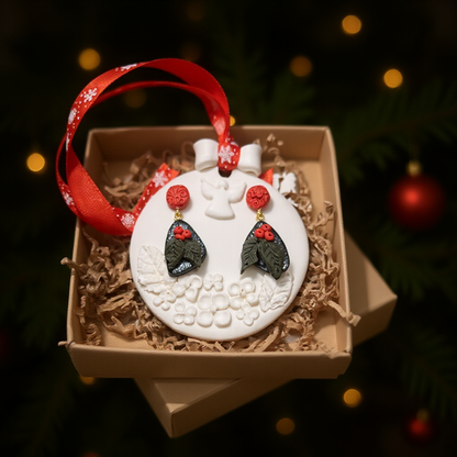 Ziemassvētku auskari dāvanai kopā ar eglīšu rotājumu | Ogas naktī