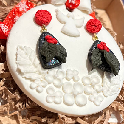 Ziemassvētku auskari dāvanai kopā ar eglīšu rotājumu | Ogas naktī