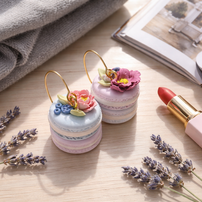 Auskaru glezna | Mazie Makarūni ar ziediem