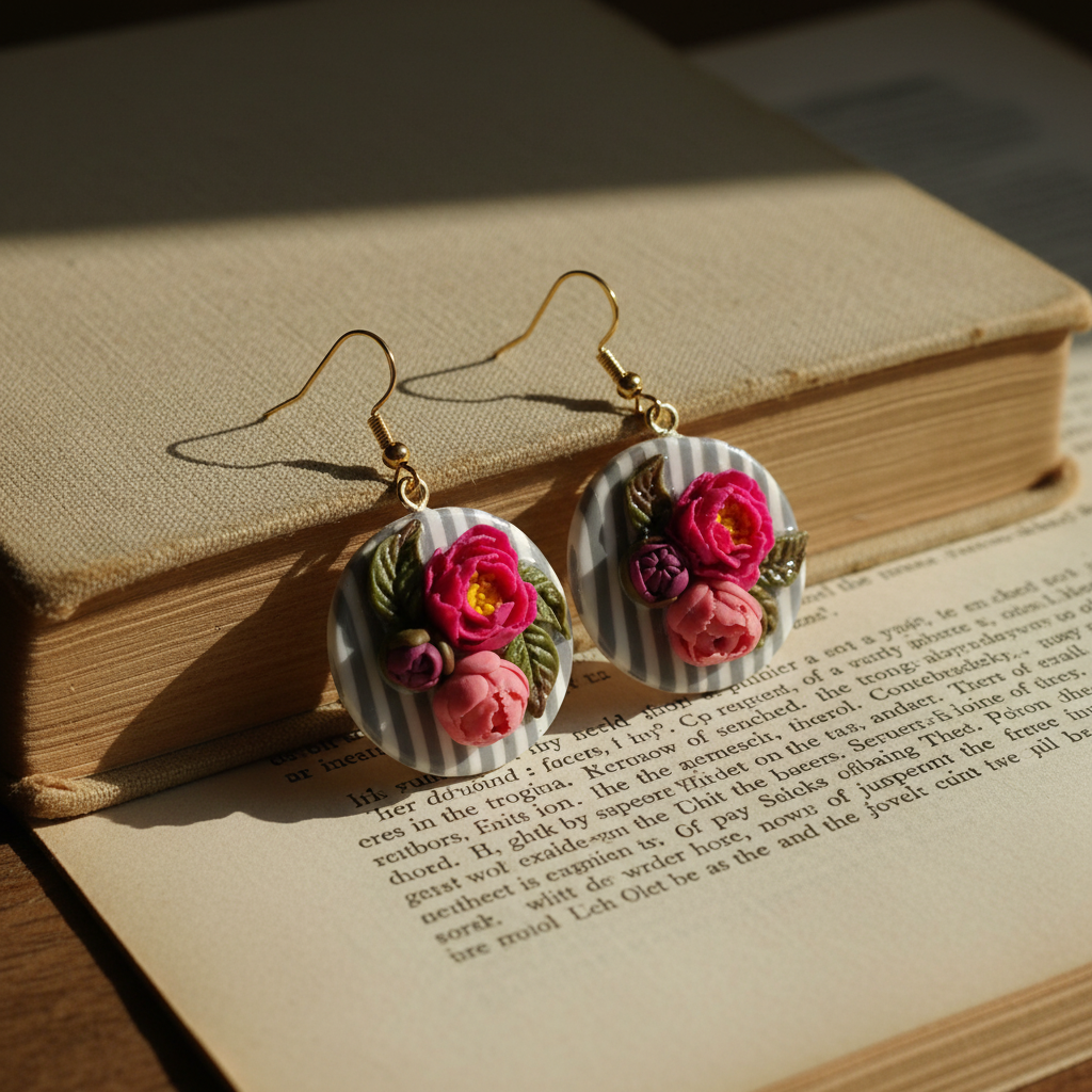 Auskaru glezna “Peonijas”