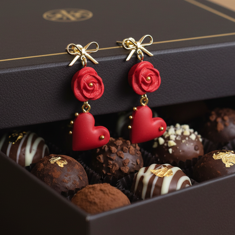 Sarkani auskari ar sirsniņu | Koķete