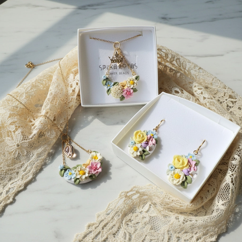 Auskaru glezna “Ziedu pārpilnība”