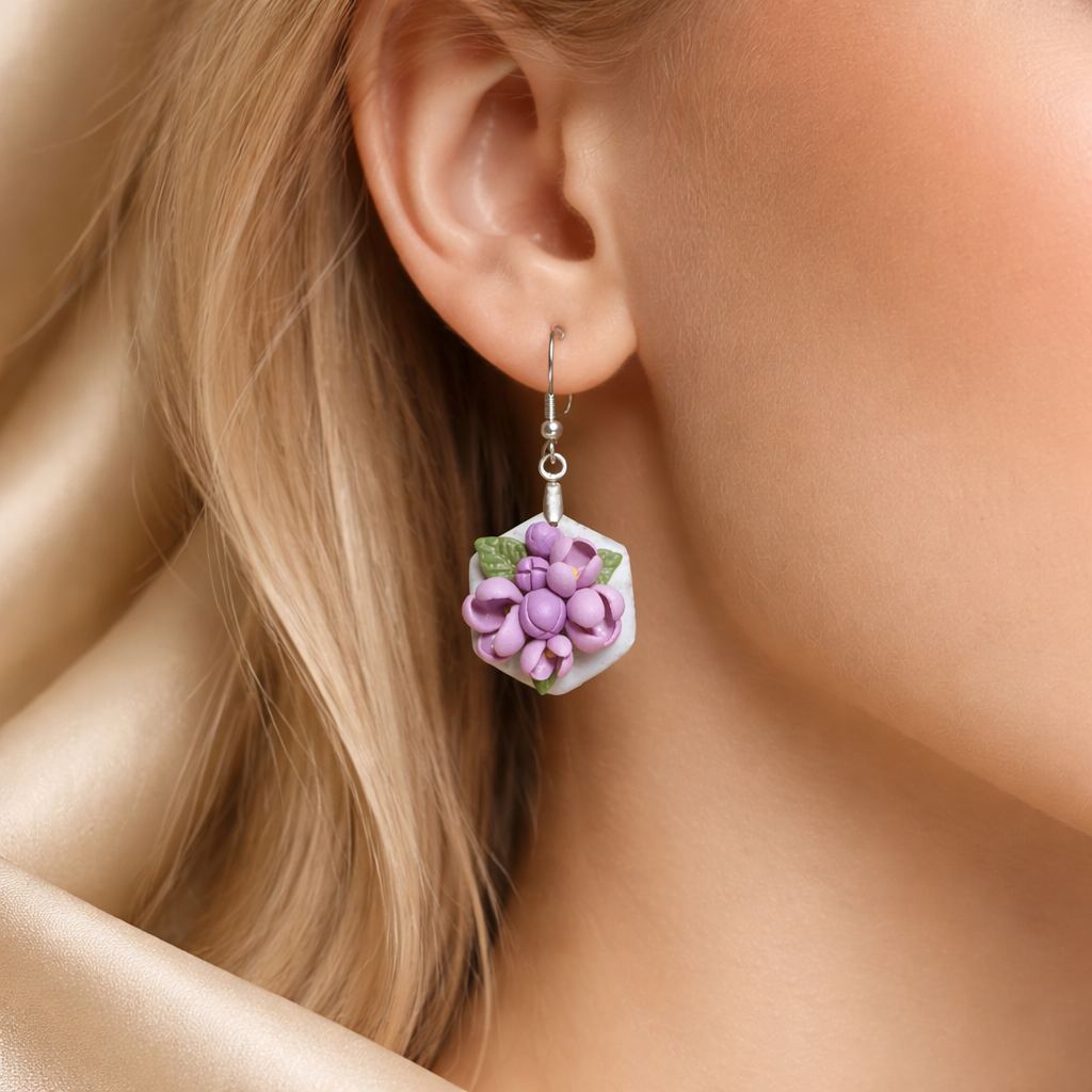 Auskaru glezna “Ceriņi”