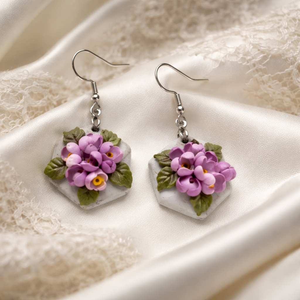 Auskaru glezna “Ceriņi”