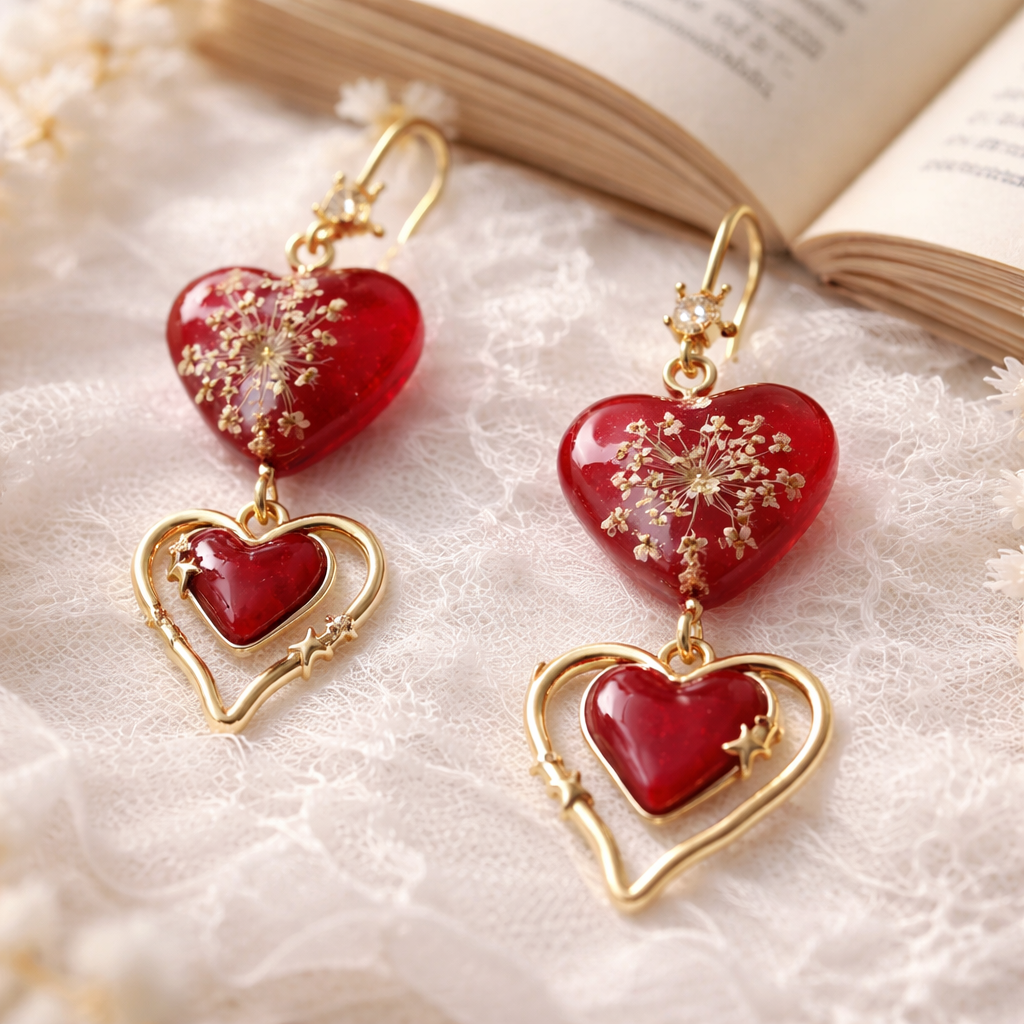 Eleganti auskari “Sarkanās sirsniņas”