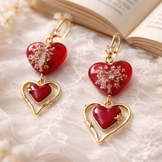 Eleganti auskari “Sarkanās sirsniņas”