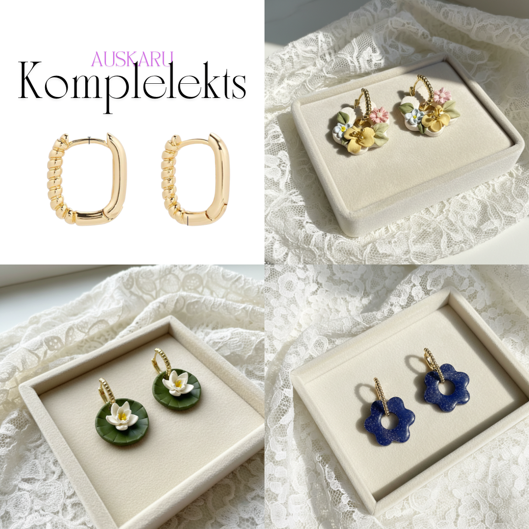 Trīs auskaru komplekts “Kolāža”