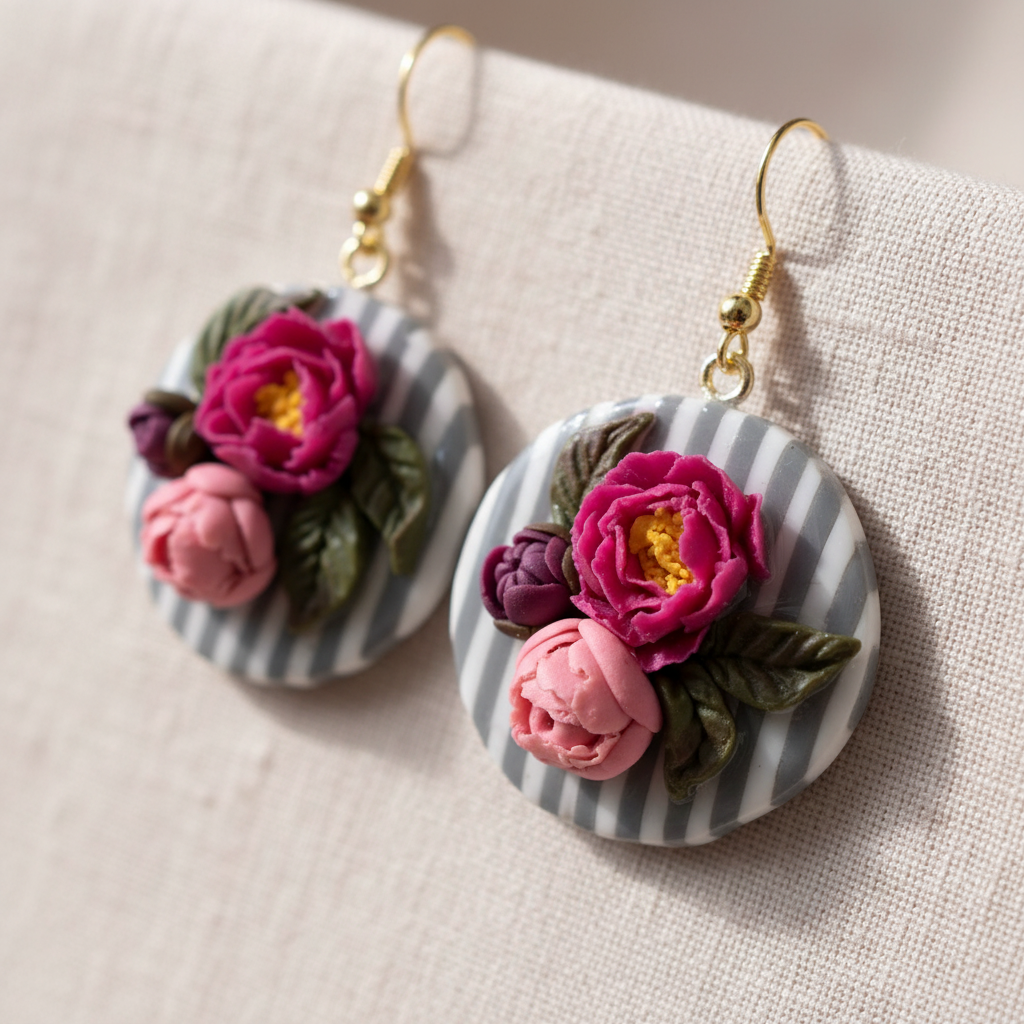 Auskaru glezna “Peonijas”