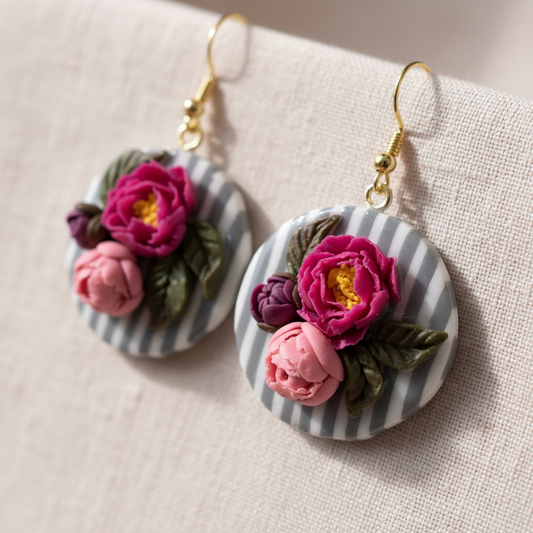 Auskaru glezna “Peonijas”