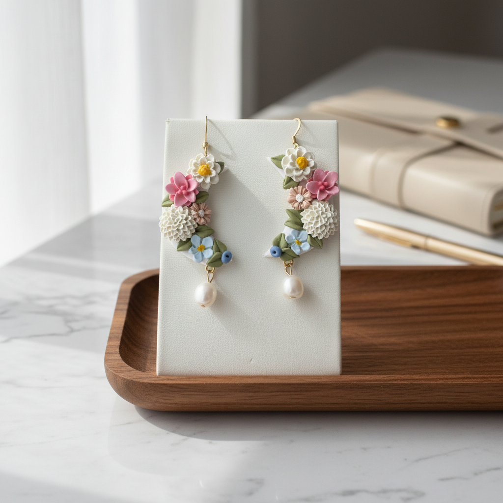 Auskaru glezna “Ziedu mēness”