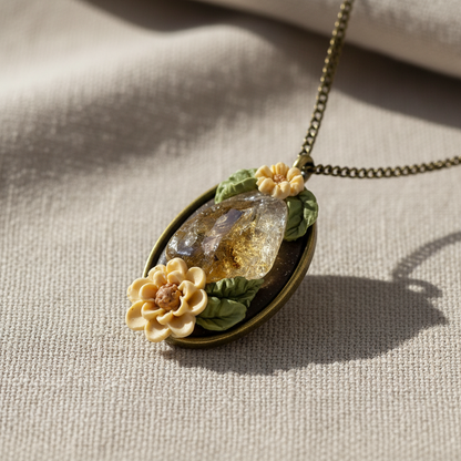 Citrīna amulets ar diviem ziediņiem