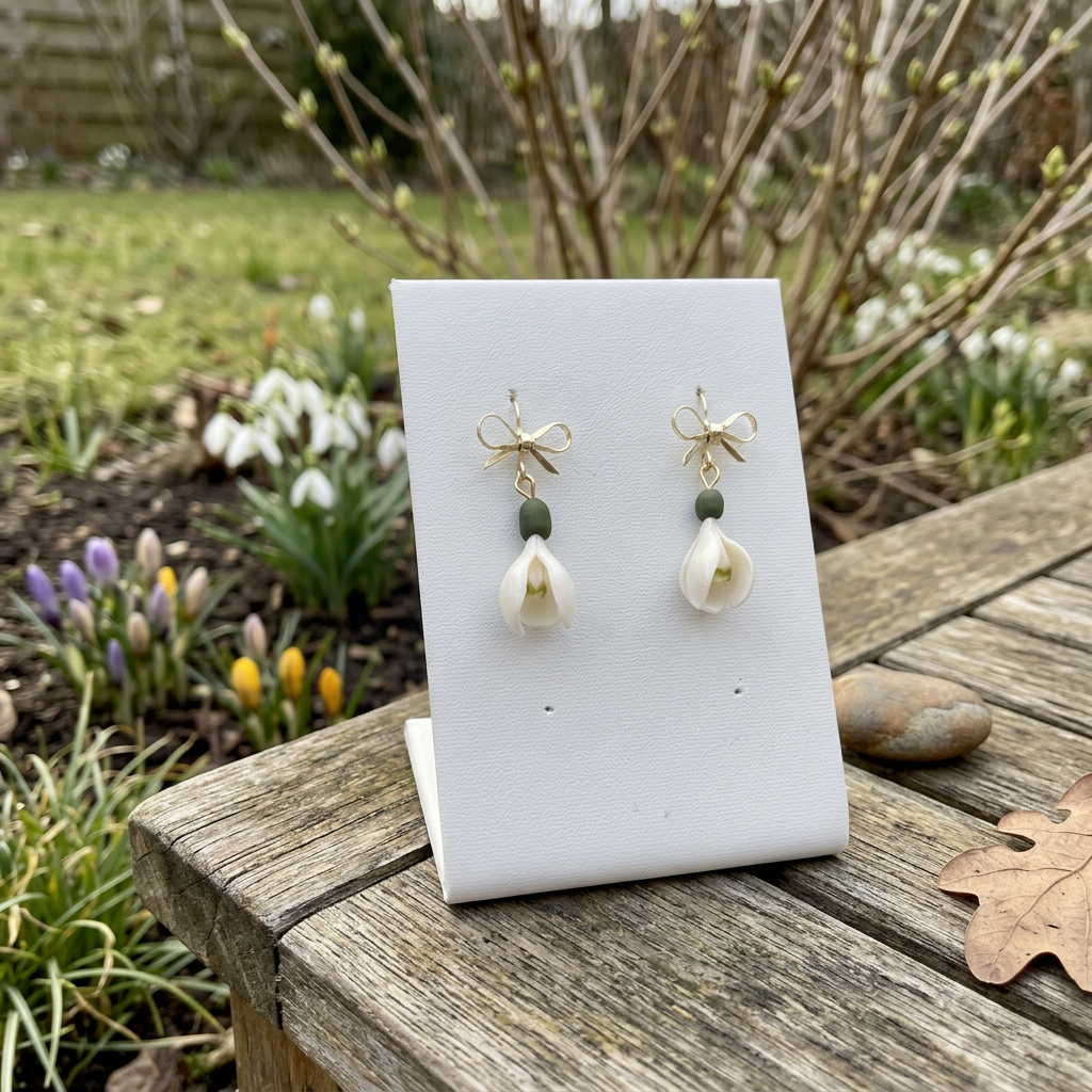 Auskaru glezna | Sniegpulkstenīši