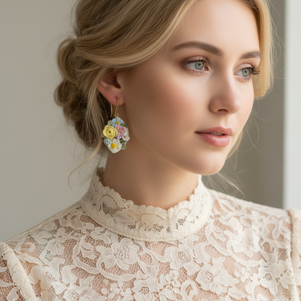 Auskaru glezna “Ziedu pārpilnība”