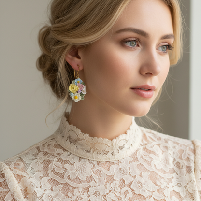 Auskaru glezna “Ziedu pārpilnība”