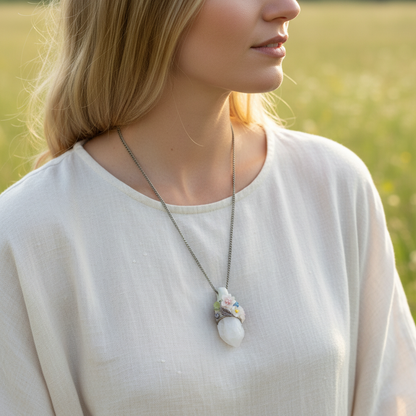 Kalnu kristāla amulets ar melleni