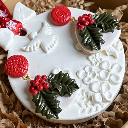 Ziemassvētku auskari dāvanai kopā ar eglīšu rotājumu | Āmuļi