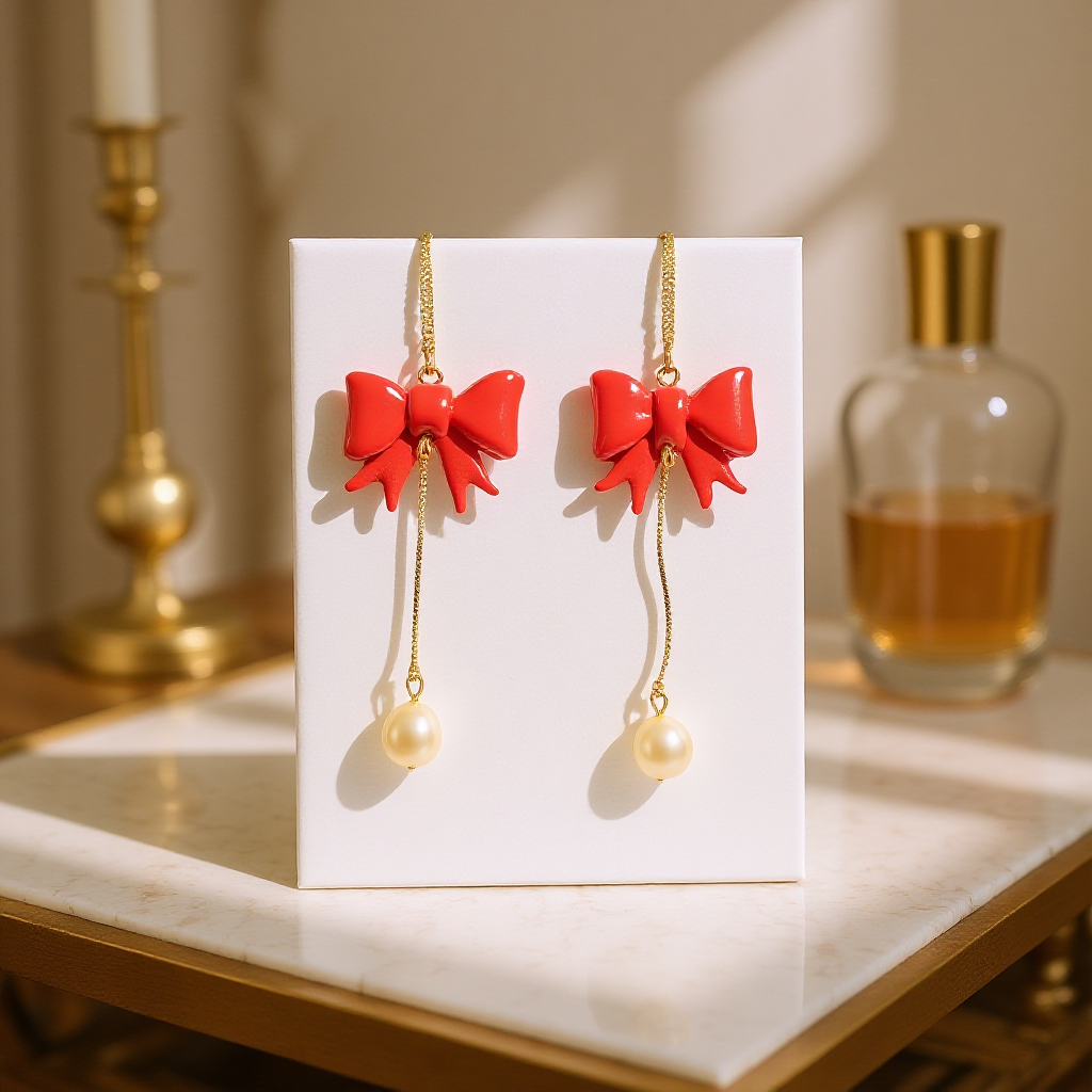 Sarkani auskari ar upes pērli | Koķete