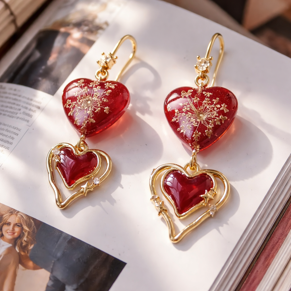 Eleganti auskari “Sarkanās sirsniņas”